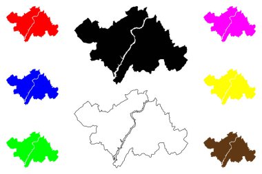 Wanzhou şehri (Çin Halk Cumhuriyeti, PRC) harita vektör çizimi, Wanxian veya Wan County, Wanzhou bölge haritası