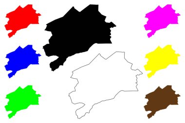 Barika şehri (Cezayir Halk Demokratik Cumhuriyeti) harita vektör illüstrasyonu, Barika Şehri ve ortak harita çizimi