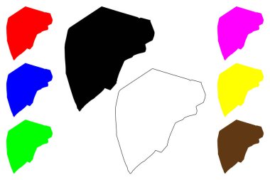 Aflou şehri (Cezayir Halk Demokratik Cumhuriyeti) harita vektör illüstrasyonu, çizim, Aflu Komünü ve kasaba haritası