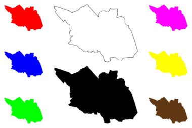 Beida şehri (Cezayir Halk Demokratik Cumhuriyeti) harita vektör illüstrasyonu, şeçim Ain Beida haritası