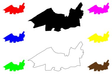 El Eulma şehri (Cezayir Halk Demokratik Cumhuriyeti) harita vektör illüstrasyonu, çizim El Eulma Şehri ve ortak harita