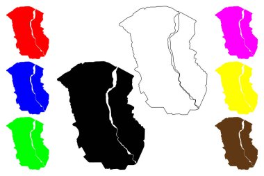 Biskra şehri (Cezayir Halk Demokratik Cumhuriyeti) harita vektör çizimi, çizim Beskra haritası