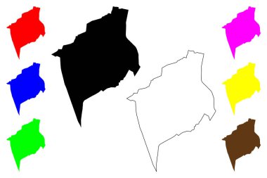 El Oued şehri (Cezayir Halk Demokratik Cumhuriyeti) harita vektör illüstrasyonu, çizim Souf veya Oued Souf haritası