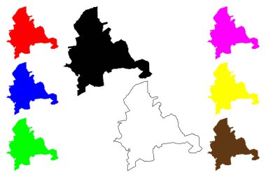 Chlef şehri (Cezayir Halk Demokratik Cumhuriyeti) harita vektör illüstrasyonu, çizim Chlef haritası