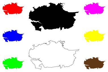 Jijel şehri (Cezayir Halk Demokratik Cumhuriyeti) harita vektör illüstrasyonu, çizim Jijel haritası