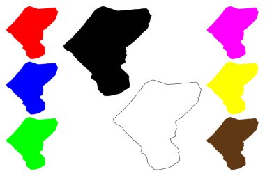 Laghouat şehri (Cezayir Halk Demokratik Cumhuriyeti) harita vektör çizimi, çizim çizimi Laghwat haritası