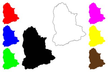 Lemdiyya şehri (Cezayir Halk Demokratik Cumhuriyeti) harita vektör illüstrasyonu, çizim Medea haritası