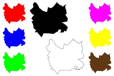 Sidi Bel Abbes şehri (Cezayir Halk Demokratik Cumhuriyeti) harita vektör çizimi, çizim Sidi Bel Abbes haritası