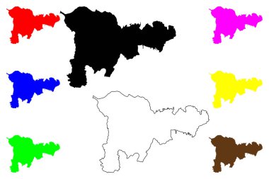 Tizi Ouzou şehri (Cezayir Halk Demokratik Cumhuriyeti) harita vektör çizimi, çizim Thizi Wezzu haritası