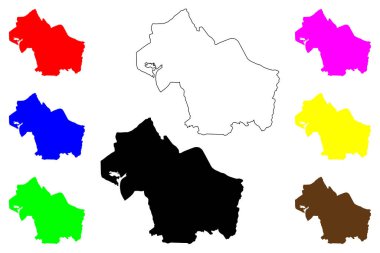 Tlemcen şehri (Cezayir Halk Demokratik Cumhuriyeti) harita vektör illüstrasyonu, çizim çizimi Tilimsen haritası