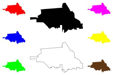 Neuquen şehri (Arjantin Cumhuriyeti, Arjantin) harita vektör çizimi, çizim haritası