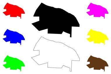 Rio Gallegos şehri (Arjantin Cumhuriyeti, Arjantin) harita vektör çizimi, çizim haritası