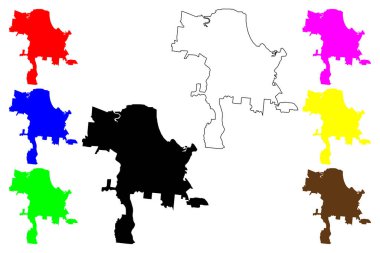 Townsville şehri (Avustralya Cumhuriyeti, Queensland) harita vektör çizimi, çizim Townsville haritası