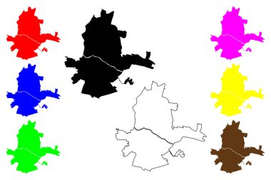Grodno şehri (Belarus Cumhuriyeti) harita vektör çizimi, çizim Hrodna haritası