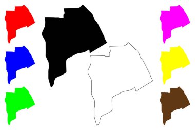 Riffa şehri (Bahreyn Krallığı) harita vektör çizimi, Doğu, Batı ve Kuzey Riffa haritası