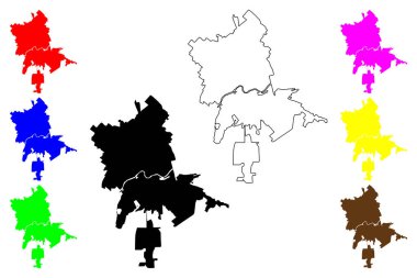 Mogilev şehri (Belarus Cumhuriyeti) harita vektör çizimi, çizim Mahilyow haritası