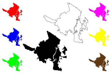 Gomel şehri (Belarus Cumhuriyeti) harita vektör illüstrasyonu, çizim eşkali Homyel haritası