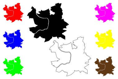 Vitebsk şehri (Belarus Cumhuriyeti) harita vektör illüstrasyonu, kroki çizimi Vitsyebsk haritası