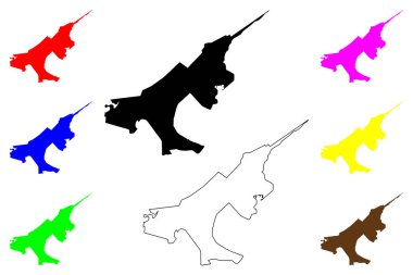 Küba şehri (Brezilya Federatif Cumhuriyeti, Sao Paulo Eyaleti) harita vektör çizimi, çizim Cubatao haritası