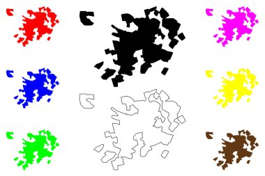 Divinopolis şehri (Brezilya Federatif Cumhuriyeti, Minas Gerais devlet) harita vektör çizimi, çizim haritası