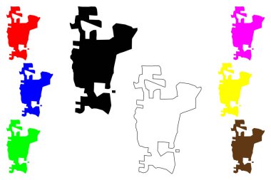 Foz do Iguacu şehri (Brezilya Federatif Cumhuriyeti, Parana Eyaleti) harita vektör çizimi, çizim Foz do Iguau haritası