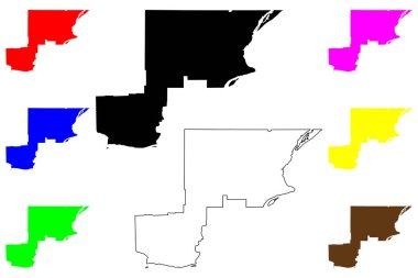 Coquitlam şehri (Kanada, BC, Britanya Kolumbiyası Eyaleti) harita vektör çizimi, çizim çizimi Coquitlam haritası