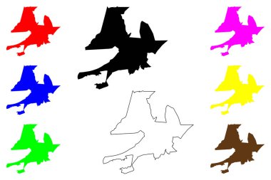 Itaguai şehri (Brezilya Federatif Cumhuriyeti, Rio de Janeiro eyaleti) harita vektör çizimi, çizim haritası