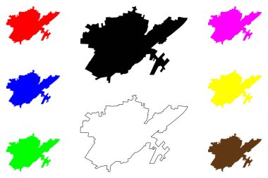 Curico City (Şili Cumhuriyeti) harita vektör illüstrasyonu, krokisini çiz Curico City ve Komün haritası