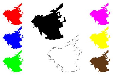 Los Angeles şehri (Şili Cumhuriyeti) harita vektör illüstrasyonu, çizim Los Angeles şehri ve komün haritası