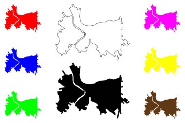 Osorno şehri (Şili Cumhuriyeti) harita vektör çizimi, çizim Osorno Şehri ve Komün haritası