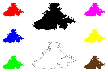 Talca kenti (Şili Cumhuriyeti) harita vektör çizimi, çizim Talca Şehri ve Komün haritası