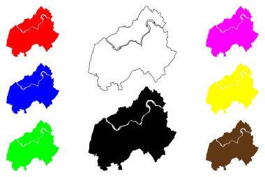 Dolu Şehir (Çin Halk Cumhuriyeti, PRC) harita vektör illüstrasyonu, karalama çizimi Fowling haritası