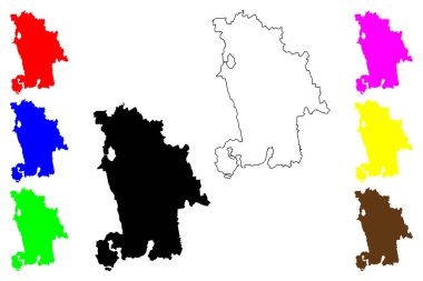 Kunshan şehri (Çin Halk Cumhuriyeti, PRC) harita vektör illüstrasyonu, çizim Kunshan İlçe seviyesi ve şehir haritası