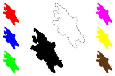 Mianyang şehri (Çin Halk Cumhuriyeti, PRC) harita vektör illüstrasyonu, çizim Mienchow ilçe-şehir haritası