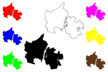Maanshan şehri (Çin Halk Cumhuriyeti, PRC) harita vektör illüstrasyonu, çizim Ma 'anshan ilçe şehir haritası