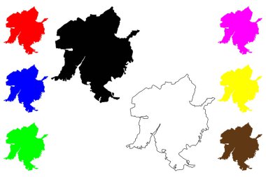 Panjin şehri (Çin Halk Cumhuriyeti, PRC) harita vektör illüstrasyonu, karalama Panjin ilçe şehir haritası