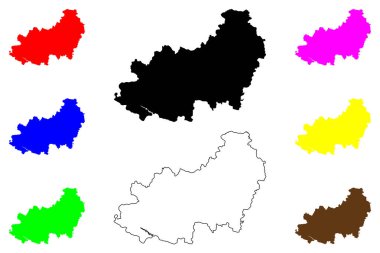 Puning şehri (Çin Halk Cumhuriyeti, PRC) harita vektör illüstrasyonu, karalama çizimi Puning İlçe seviyesi ve alt-il şehir haritası