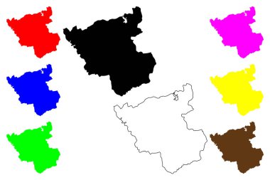 Tengzhou şehri (Çin Halk Cumhuriyeti, PRC) harita vektör ilüstrasyonu, karalama çizimi Tengzhou İlçe düzeyinde şehir haritası