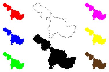 Suzhou şehri Anhui (Çin Halk Cumhuriyeti, PRC) harita vektör ilüstrasyonu, çizim Suzhou ilçe şehir haritası