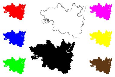 Xiangtan Şehri (Çin Halk Cumhuriyeti, PRC) harita vektör illüstrasyonu, karalama çizimi Siangtan, Hsiangtan il-şehir haritası