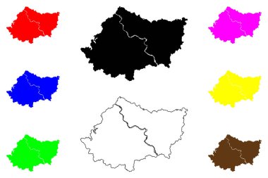 Xiangyang şehri (Çin Halk Cumhuriyeti, PRC) harita vektör illüstrasyonu, karalama çizimi Xiangfan, Siangyang, Siang-yang şehir haritası