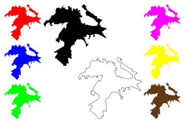 Jaragua do Sul şehri (Brezilya Federatif Cumhuriyeti, Santa Catarina eyaleti) harita vektör çizimi, çizim haritası
