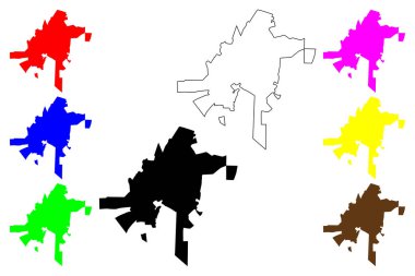 Jau şehri (Brezilya Federatif Cumhuriyeti, Sao Paulo State) harita vektör çizimi, çizim haritası