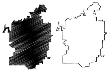 Bend City, Oregon (ABD şehirleri, Amerika Birleşik Devletleri, ABD) harita vektör çizimi, eskiz şehir Bend haritası