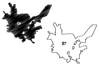 Chico City, California (ABD şehirleri, Amerika Birleşik Devletleri, ABD) harita vektör çizimi, çizim şehri Chico haritası