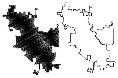 South Bend City, Indiana (ABD şehirleri, Amerika Birleşik Devletleri, ABD) harita vektör ilüstrasyonu, South Bend harita şehri