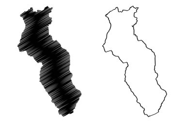 Sierre Bölgesi (İsviçre, İsviçre Konfederasyonu, Valais veya Wallis Kantonu) harita vektör çizimi, çizim çizimi Bezirk Sierre haritası