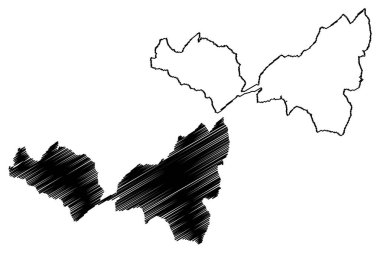 Riviera-Pays-dEnhaut Bölgesi (İsviçre, İsviçre Konfederasyonu, Vaud Kantonu, Waadt veya Vod) harita vektör çizimi, çizim Bezirk Riviera-Pays-d 'Enhaut haritası