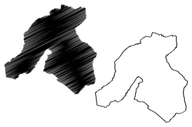 Kussnacht İlçesi (İsviçre, İsviçre Konfederasyonu, Schwyz Kantonu) harita vektör ilülasyonu, çizim Bezirk Kssnacht am Rigi harita,