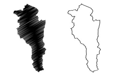 Leuk İlçesi (İsviçre, İsviçre Konfederasyonu, Valais veya Wallis Kantonu) harita vektör çizimi, çizim çizimi Bezirk Leuk haritası